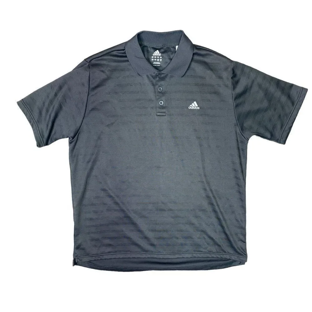 Adidas Polo Gray Stripe Mens Size Large